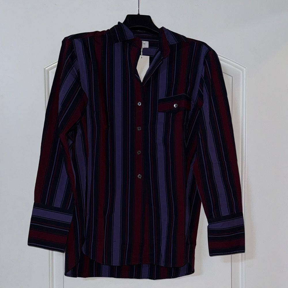 Madewell Women's Striped Button Down Shirt - Red, Purple, Black